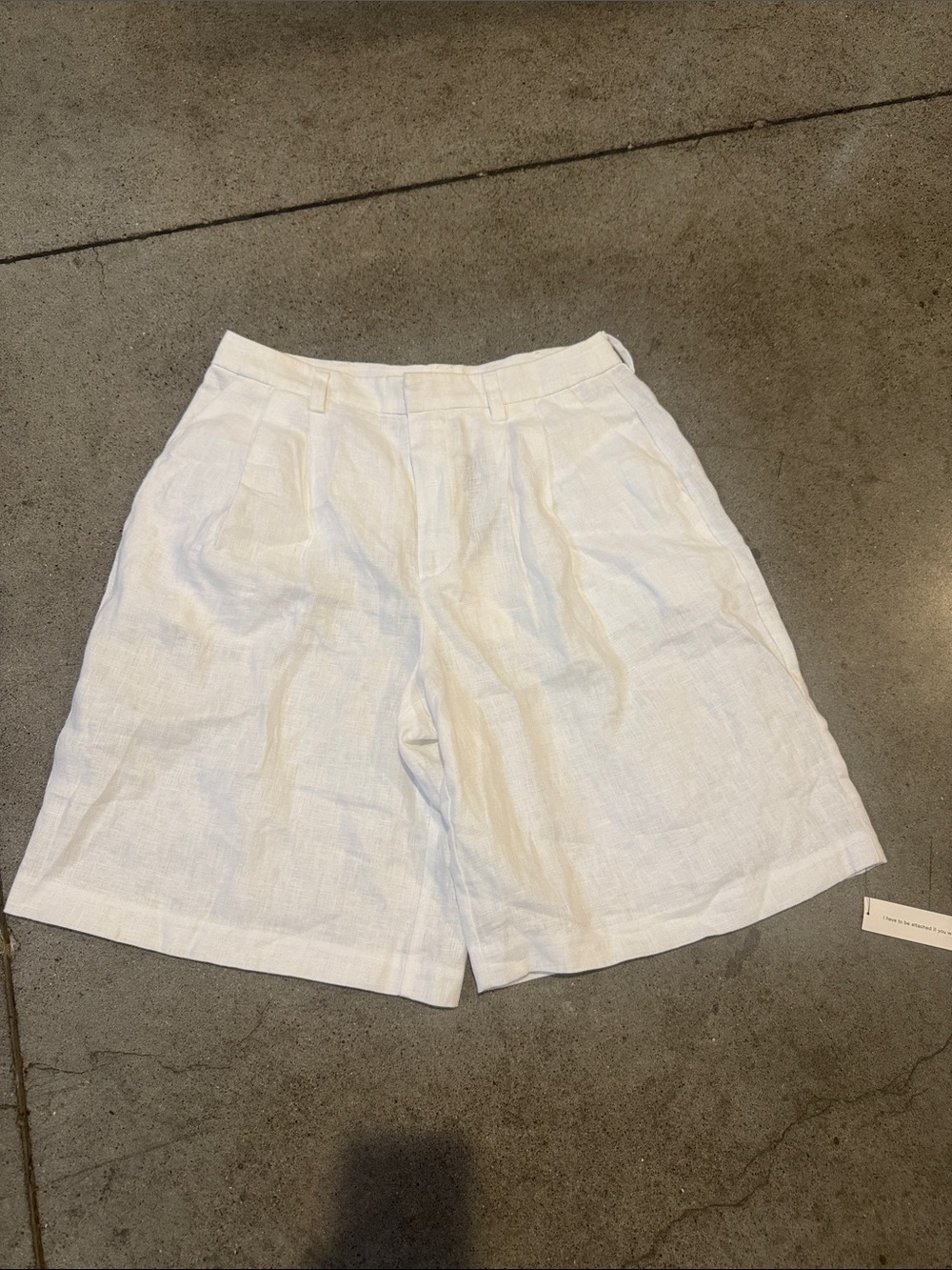 Reformation Drew White Flat-Front Linen Shorts